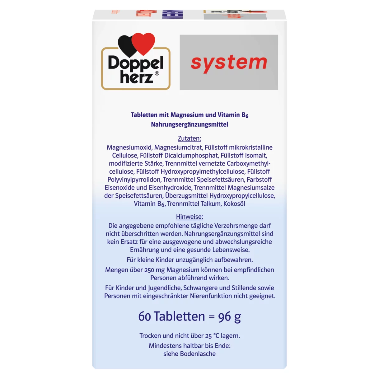 Abbildung der Produktverpackung Doppelherz system MAGNESIUM 400 DEPOT Seitenansicht rechts